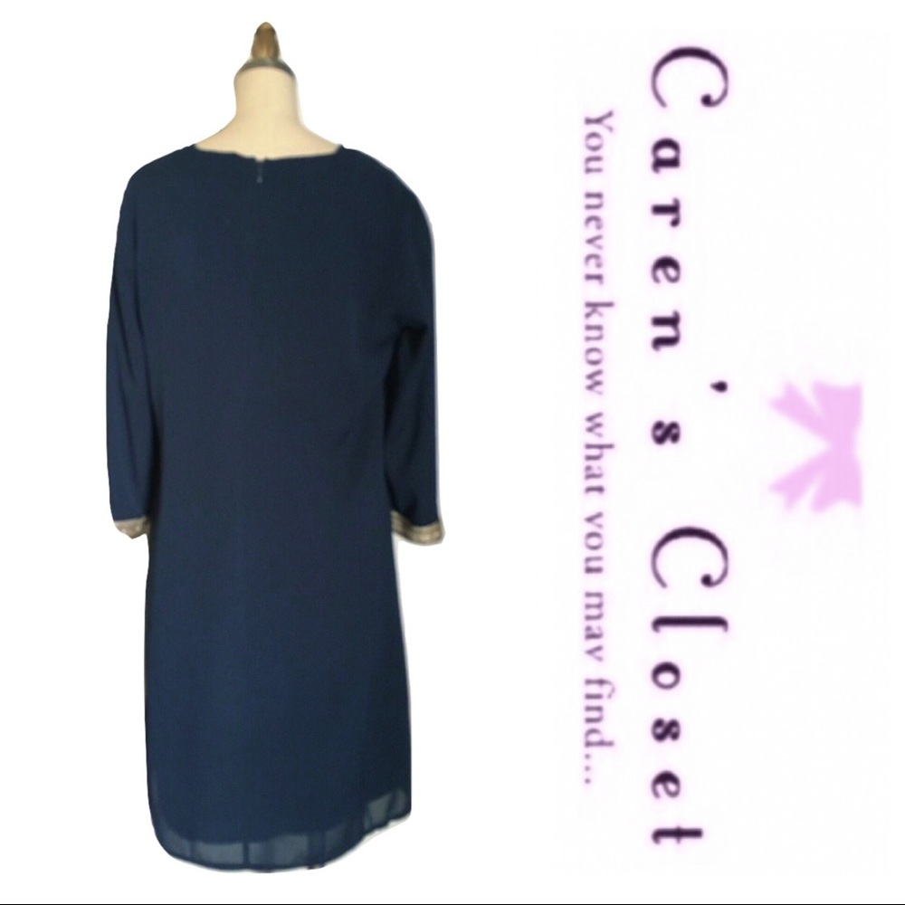 NWT MM  Couture Teal Embellished Chiffon Dress - Picture 2 of 5